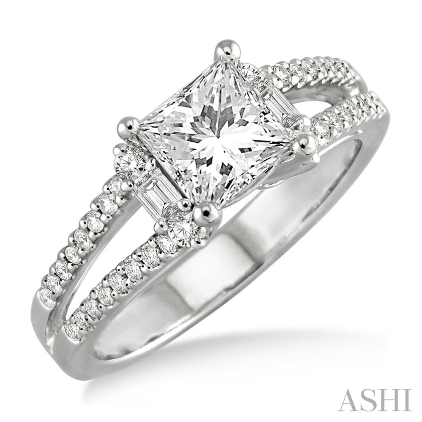 Dazzling Split Shank Princess Cut Diamond Engagement Ring in 14K | Gemmas Jewelers
