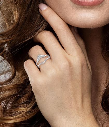 Dazzling Tiara Design Diamond Insert Wedding Ring in 14K White Gold | Gemmas Jewelers