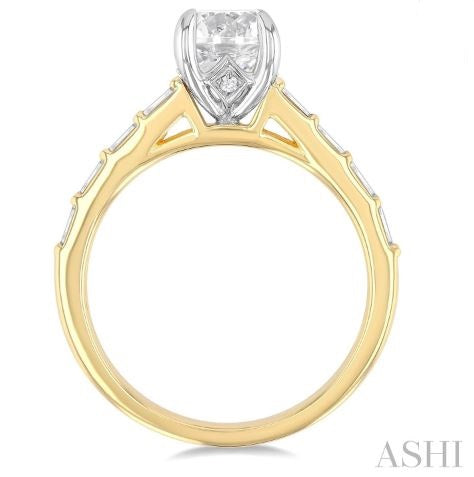 Dazzling Baguette and Round Cut Diamond Engagement Ring in 14K Yellow Gold | Gemma's Jewelers