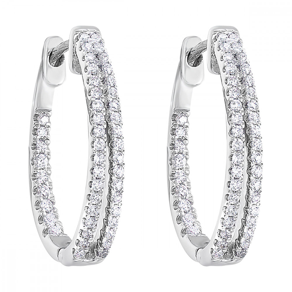 Dazzling Double Row Diamond Eternity Hoop Earrings in 10K | Gemmas Jewelers