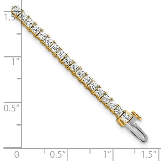 Dazzling Lab Grown Princess Cut Diamond Tennis Bracelet 14K Gold | Gemas Jewelers 7