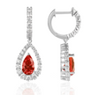 Captivating Pear Ruby and Diamond Halo Drop Earrings in 18K White Gold