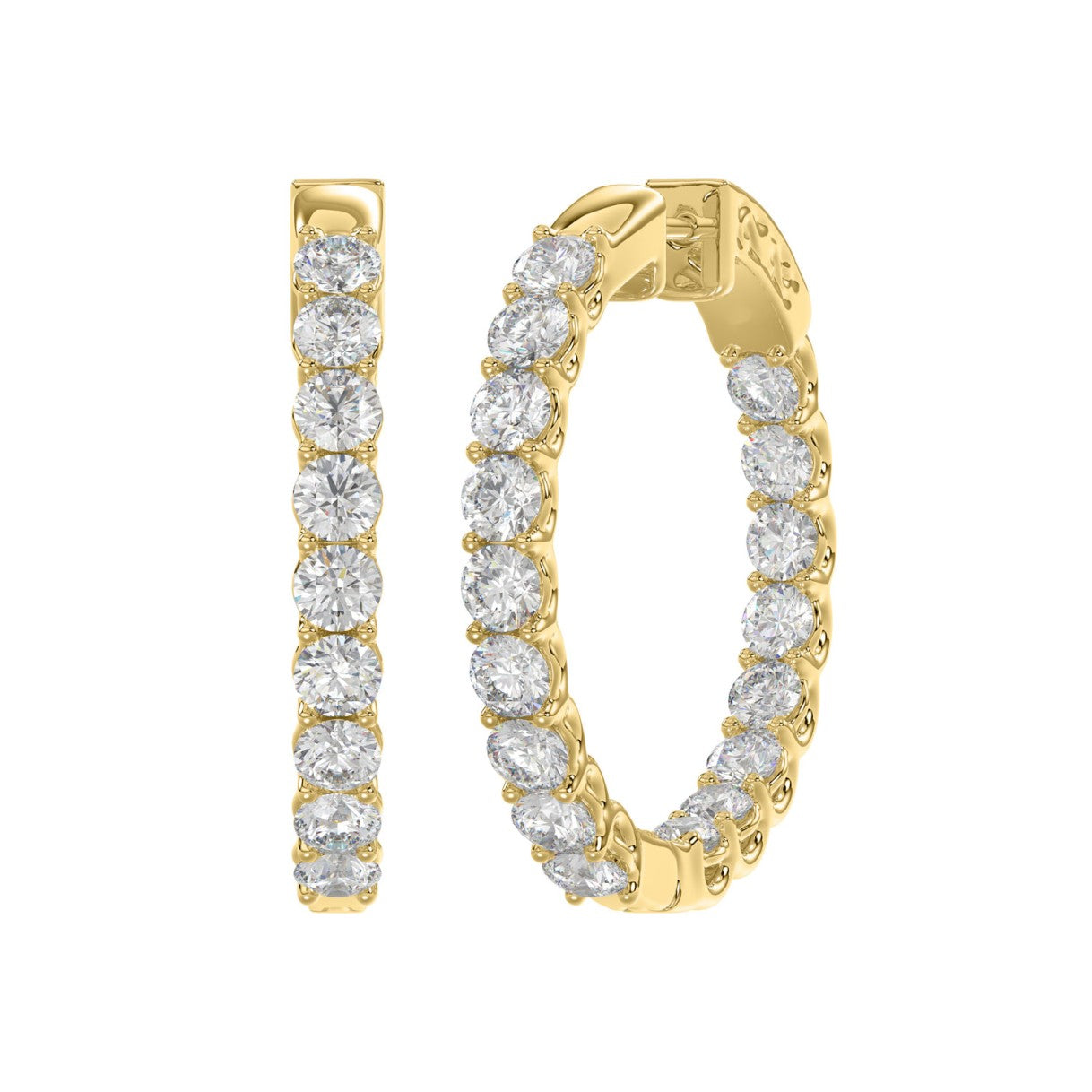 Spectacular Lab Created Diamond Eternity Hoop Earrings 7.0ct in 14KW Gold - Certified