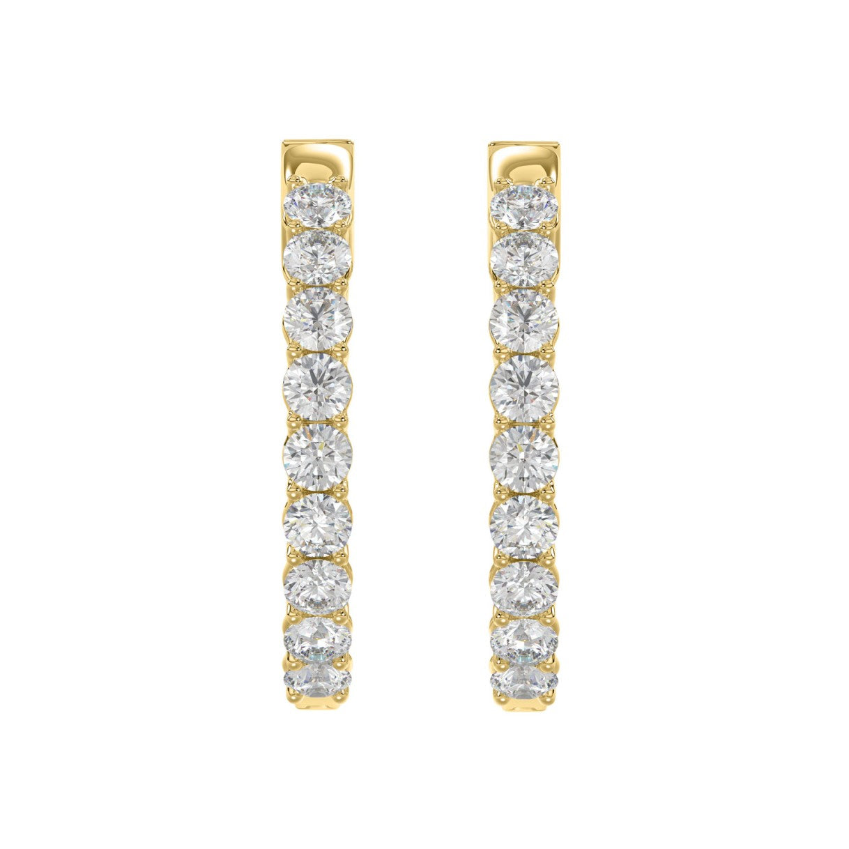 Spectacular Lab Created Diamond Eternity Hoop Earrings 7.0ct in 14KW Gold - Certified