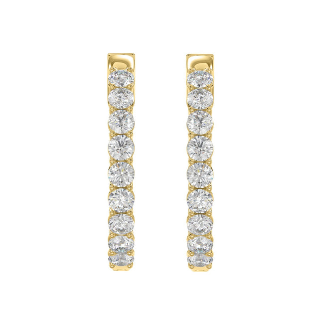Spectacular Lab Created Diamond Eternity Hoop Earrings 11.0ct in 14KW Gold - Certified
