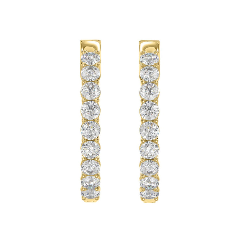 Spectacular Lab Created Diamond Eternity Hoop Earrings 7.0ct in 14KW Gold - Certified