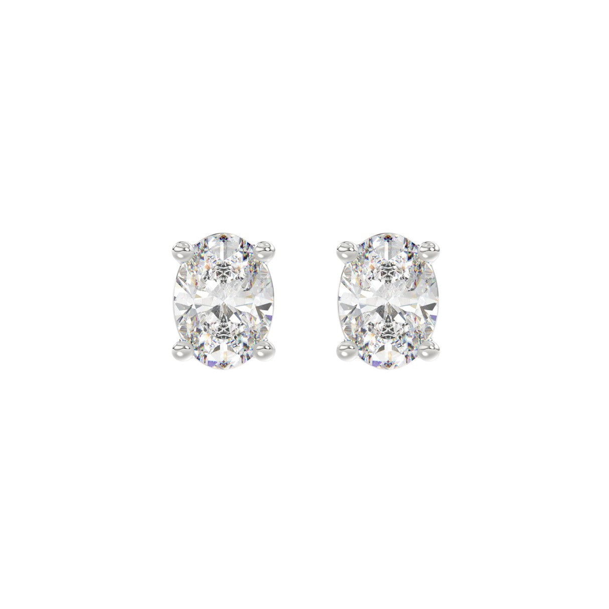 14k White Gold 2 Carat Oval Diamond Studs