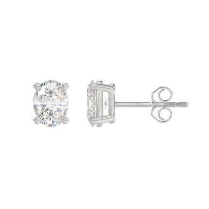14k White Gold 2 Carat Oval Diamond Studs