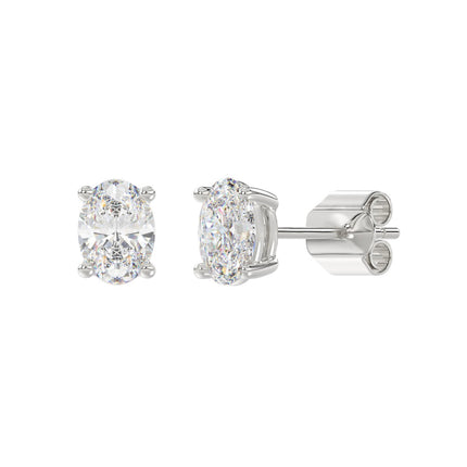 14k White Gold 2 Carat Oval Diamond Studs