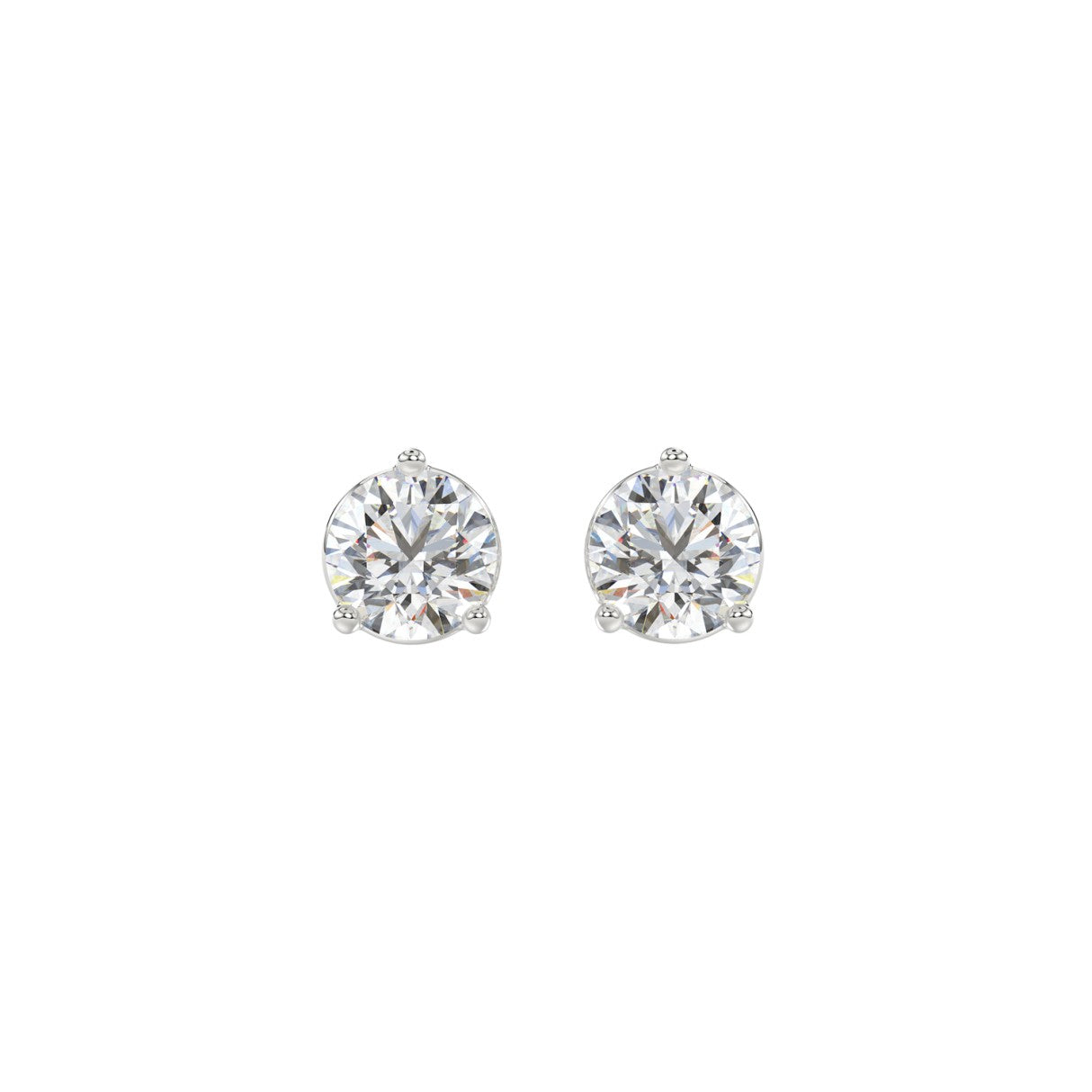 LADIES SOLITAIRE EARRINGS 1 1/2CT ROUND LAB DIAMOND 14K WHITE GOLD