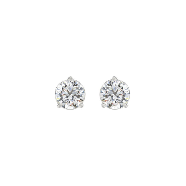 LADIES SOLITAIRE EARRINGS 1 1/2CT ROUND LAB DIAMOND 14K WHITE GOLD