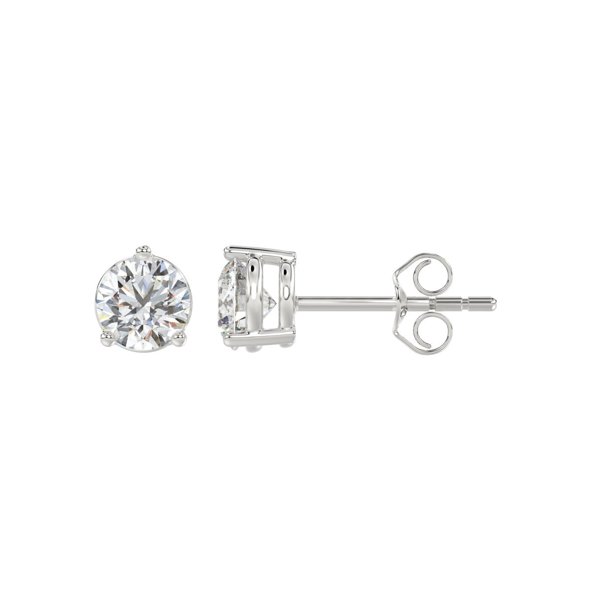 LADIES SOLITAIRE EARRINGS 1 1/2CT ROUND LAB DIAMOND 14K WHITE GOLD