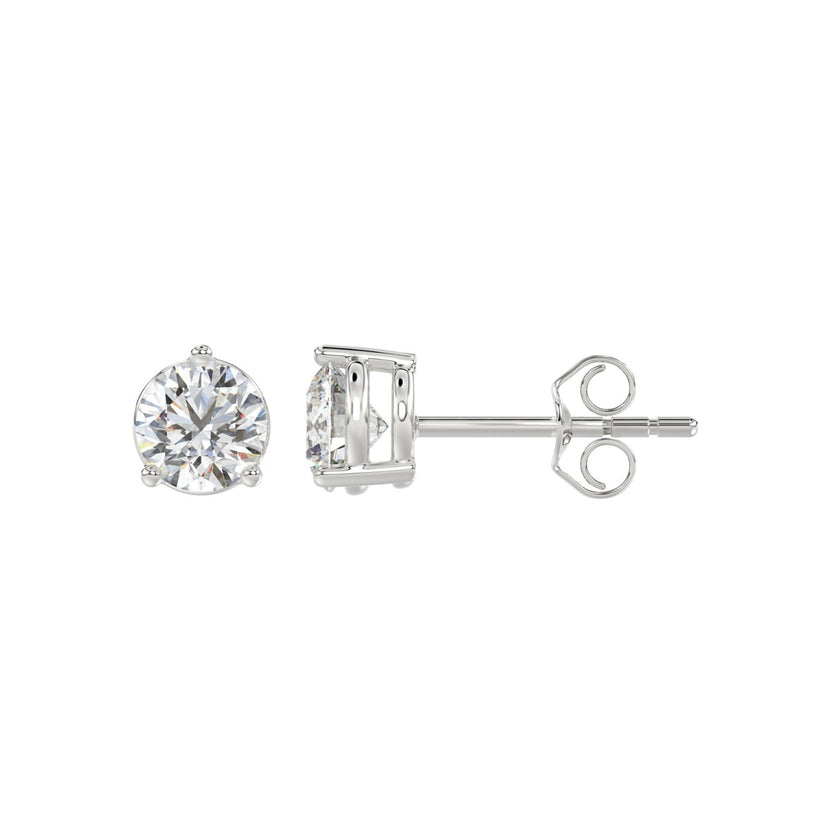 LADIES SOLITAIRE EARRINGS 1 1/2CT ROUND LAB DIAMOND 14K WHITE GOLD