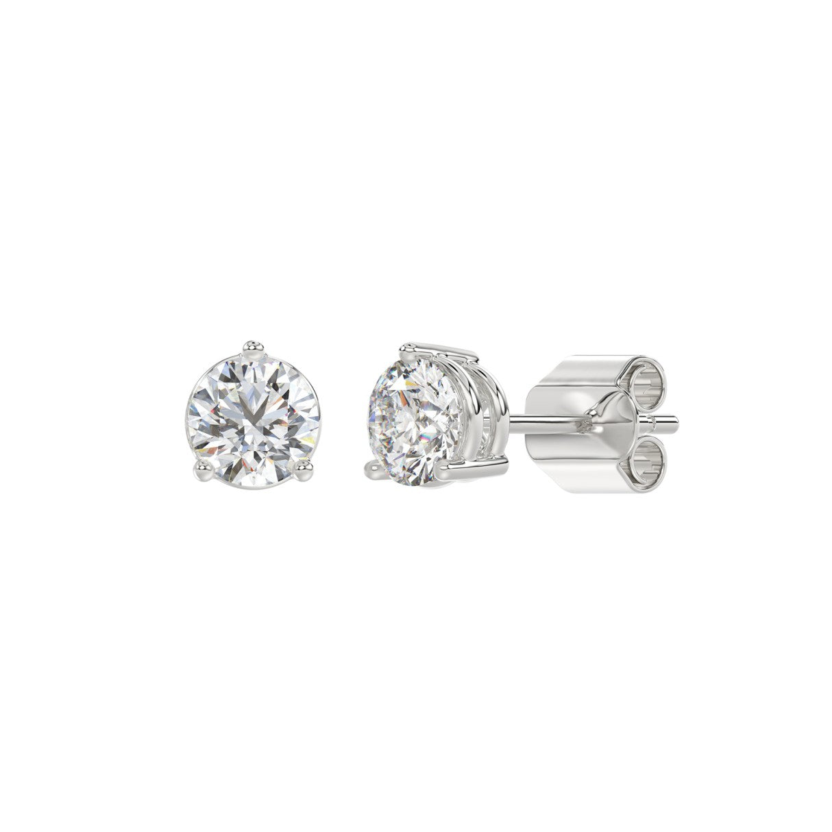 LADIES SOLITAIRE EARRINGS 1 1/2CT ROUND LAB DIAMOND 14K WHITE GOLD