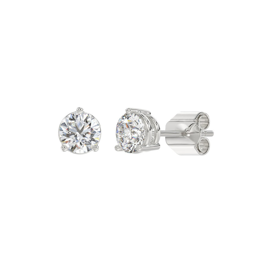 LADIES SOLITAIRE EARRINGS 1 1/2CT ROUND LAB DIAMOND 14K WHITE GOLD