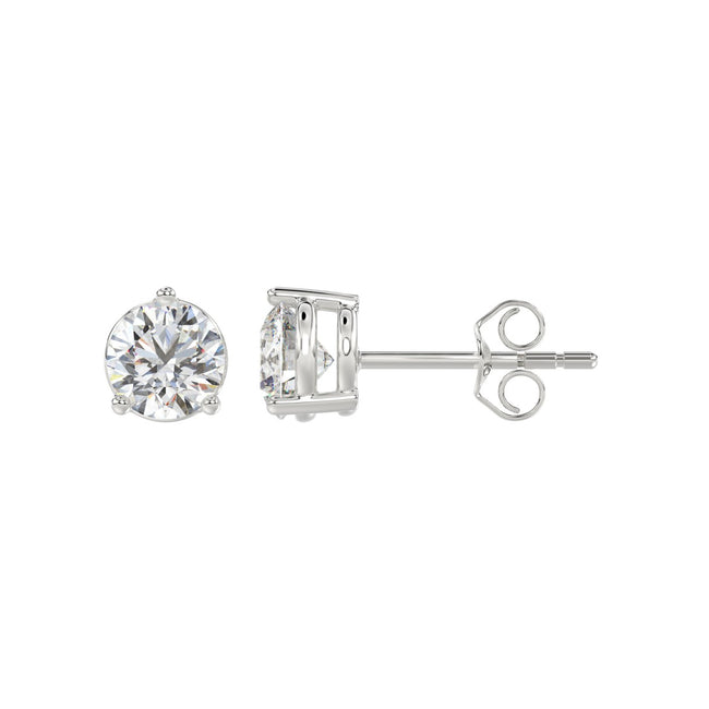 Elegant Lab Created Diamond Stud Earrings 3.0ct in 14KW Gold