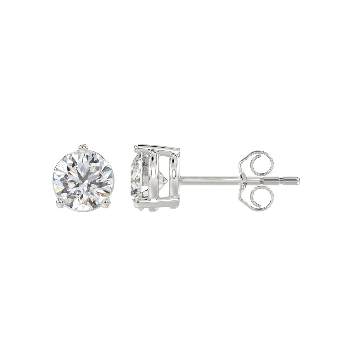 Elegant Lab Created Diamond Stud Earrings 4.0ct in 14KW Gold - Certified