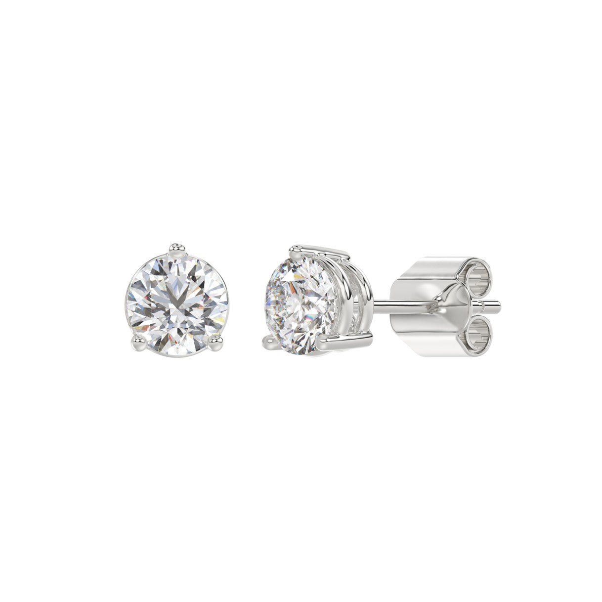 Elegant Lab Created Diamond Stud Earrings 3.0ct in 14KW Gold