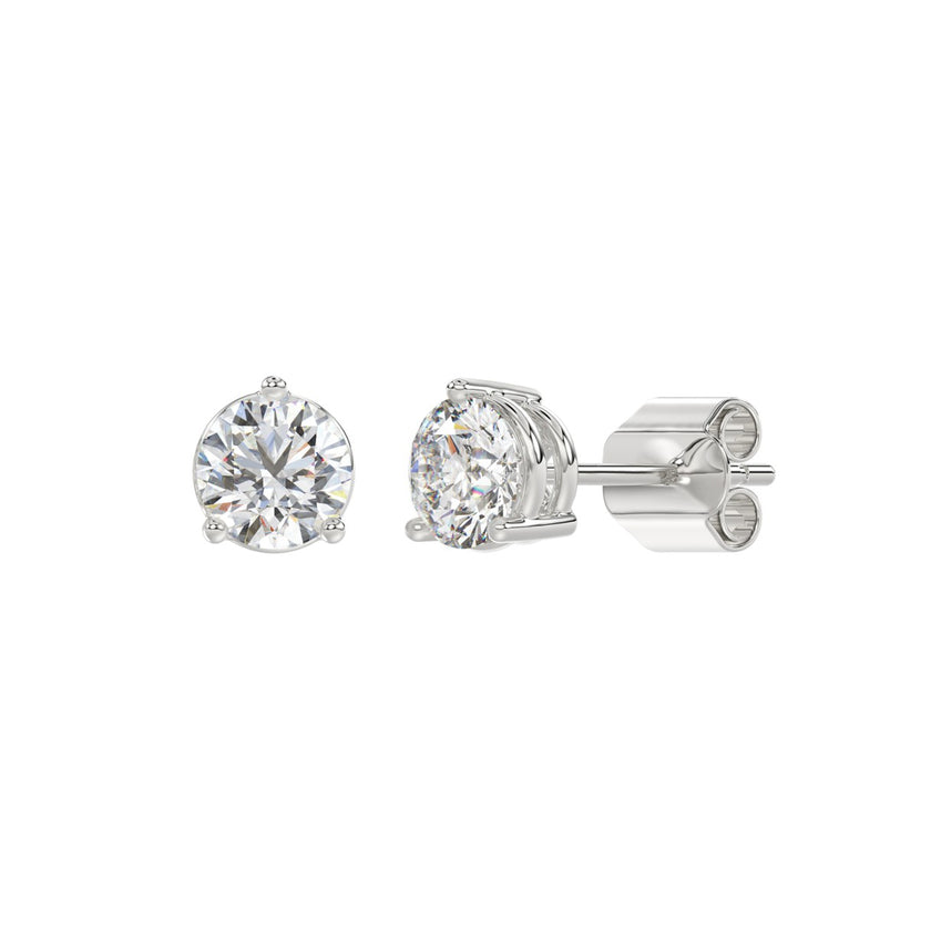 Elegant Lab Created Diamond Stud Earrings 4.0ct in 14KW Gold - Certified