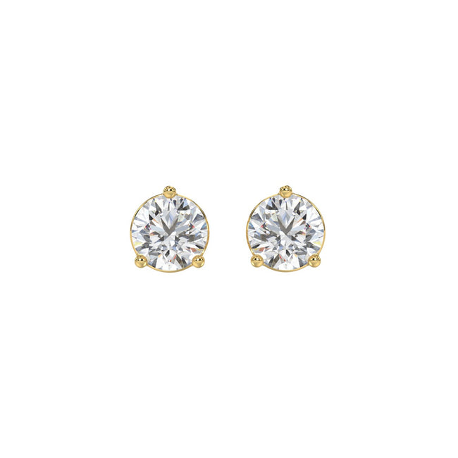 14K YELLOW GOLD 2 1/2CT ROUND DIAMOND LADIES SOLITAIRE EARRINGS