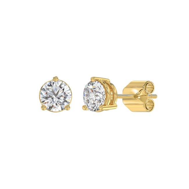 14K YELLOW GOLD 2 1/2CT ROUND DIAMOND LADIES SOLITAIRE EARRINGS