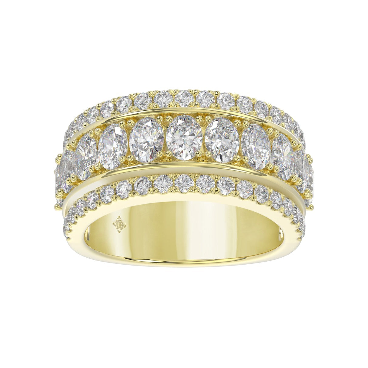 Exceptional Triple Row Lab Diamond Band 2.25ct in 14K Yellow Gold