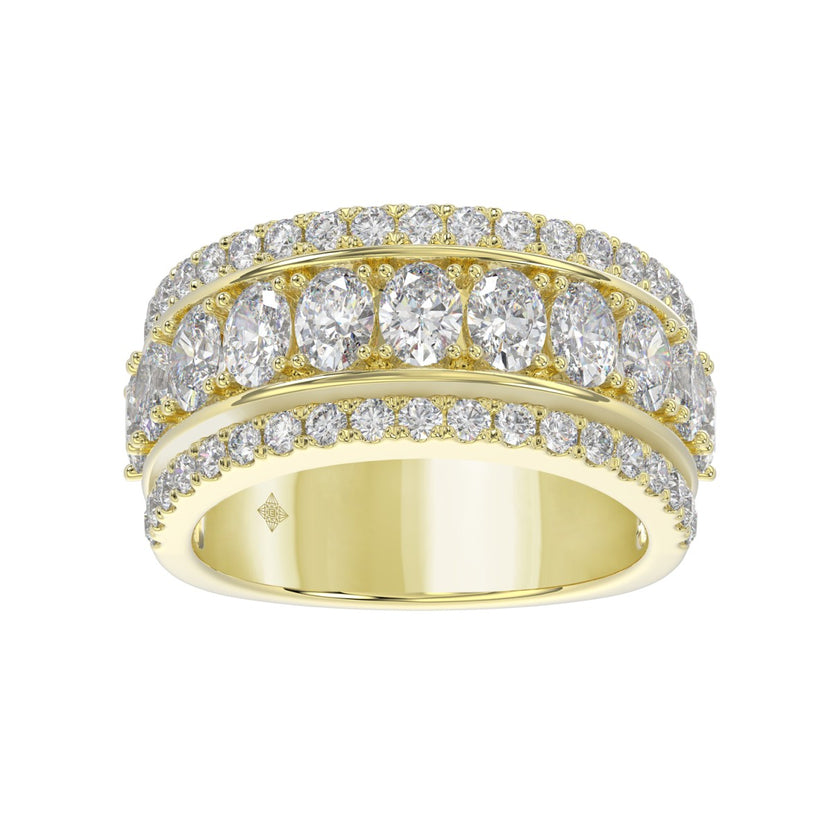 Exceptional Triple Row Lab Diamond Band 2.25ct in 14K Yellow Gold