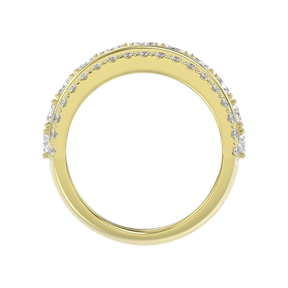 Exceptional Triple Row Lab Diamond Band 2.25ct in 14K Yellow Gold