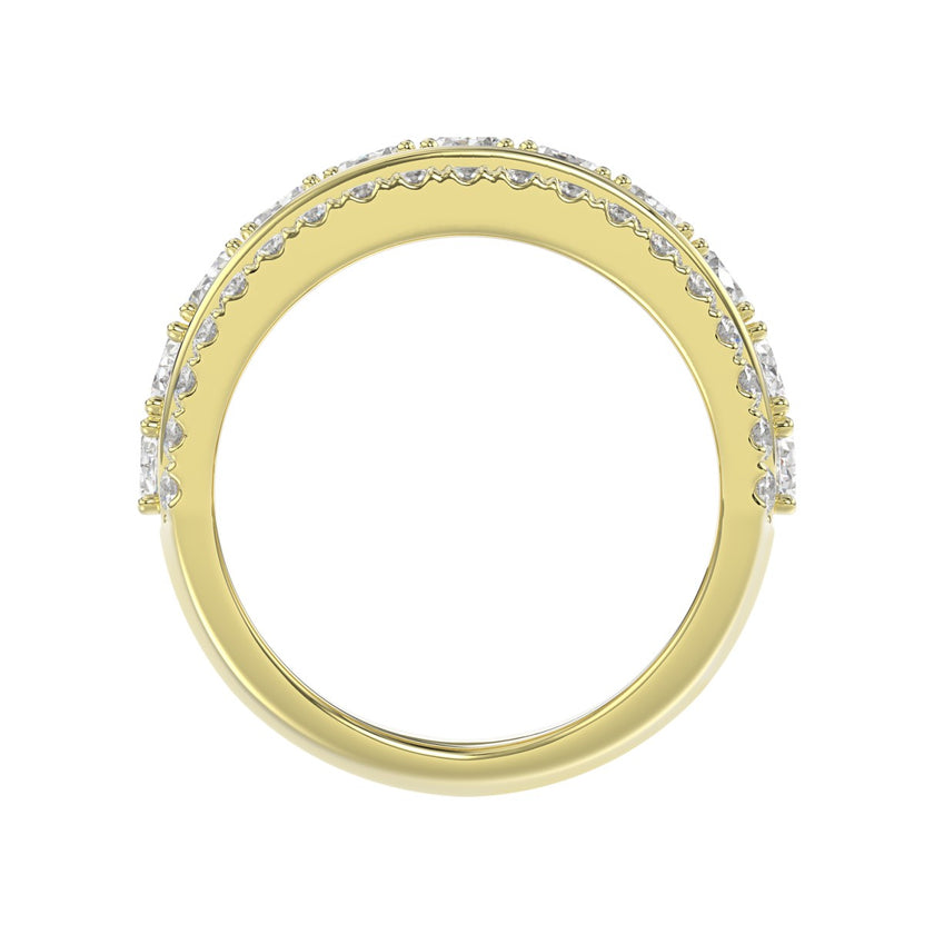 Exceptional Triple Row Lab Diamond Band 2.25ct in 14K Yellow Gold