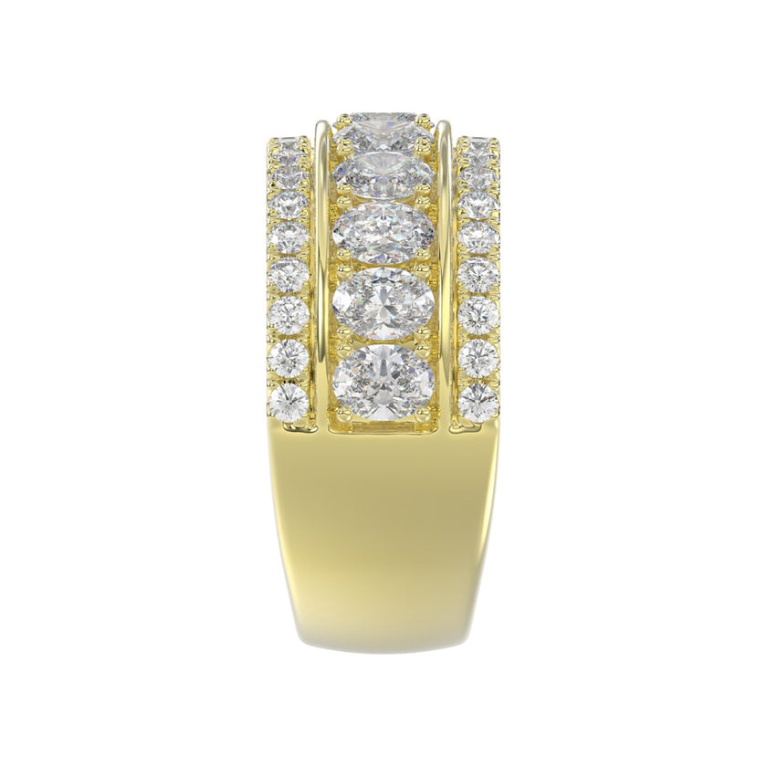 Exceptional Triple Row Lab Diamond Band 2.25ct in 14K Yellow Gold