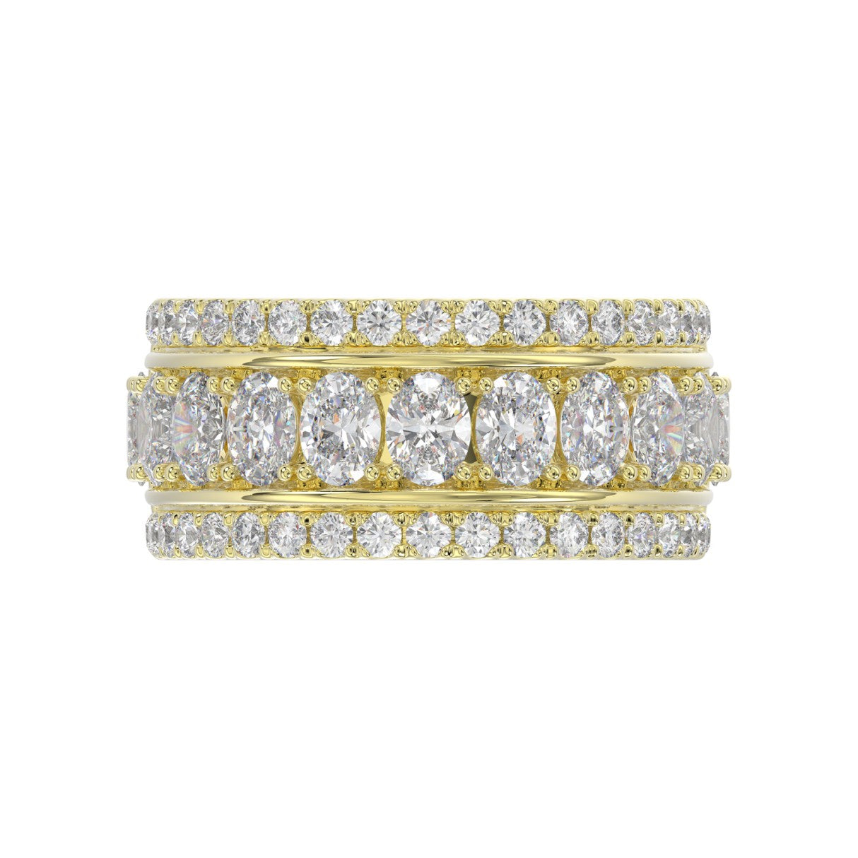 Exceptional Triple Row Lab Diamond Band 2.25ct in 14K Yellow Gold