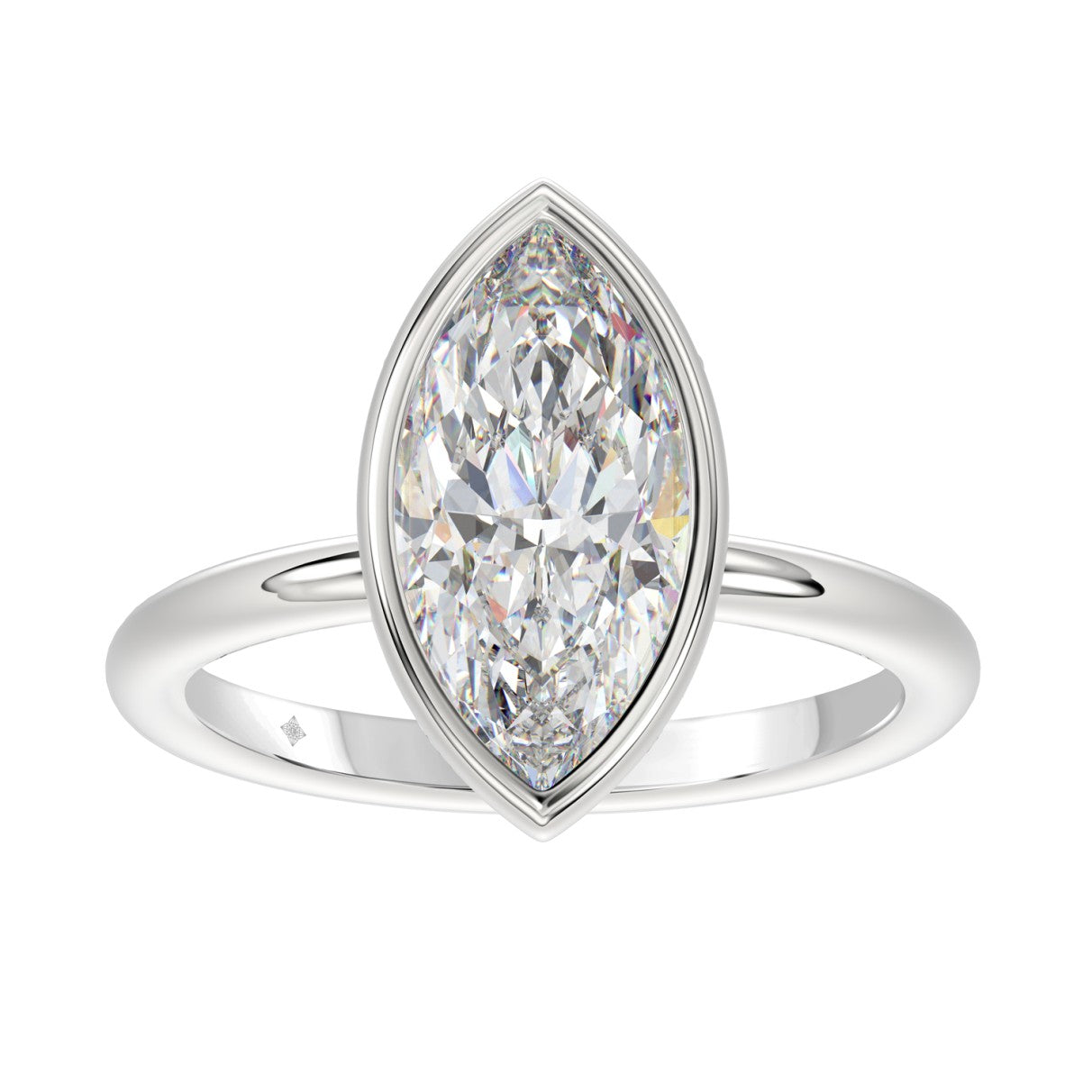 Marquise Diamond Engagement Ring Bezel Set 