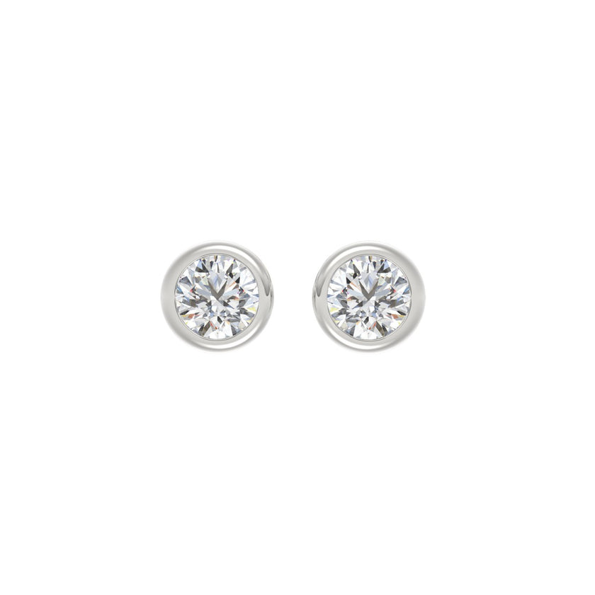 2 Carat Round Cut Bezel Diamond Earrings