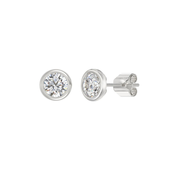 Round Cut Bezel Earrings 
