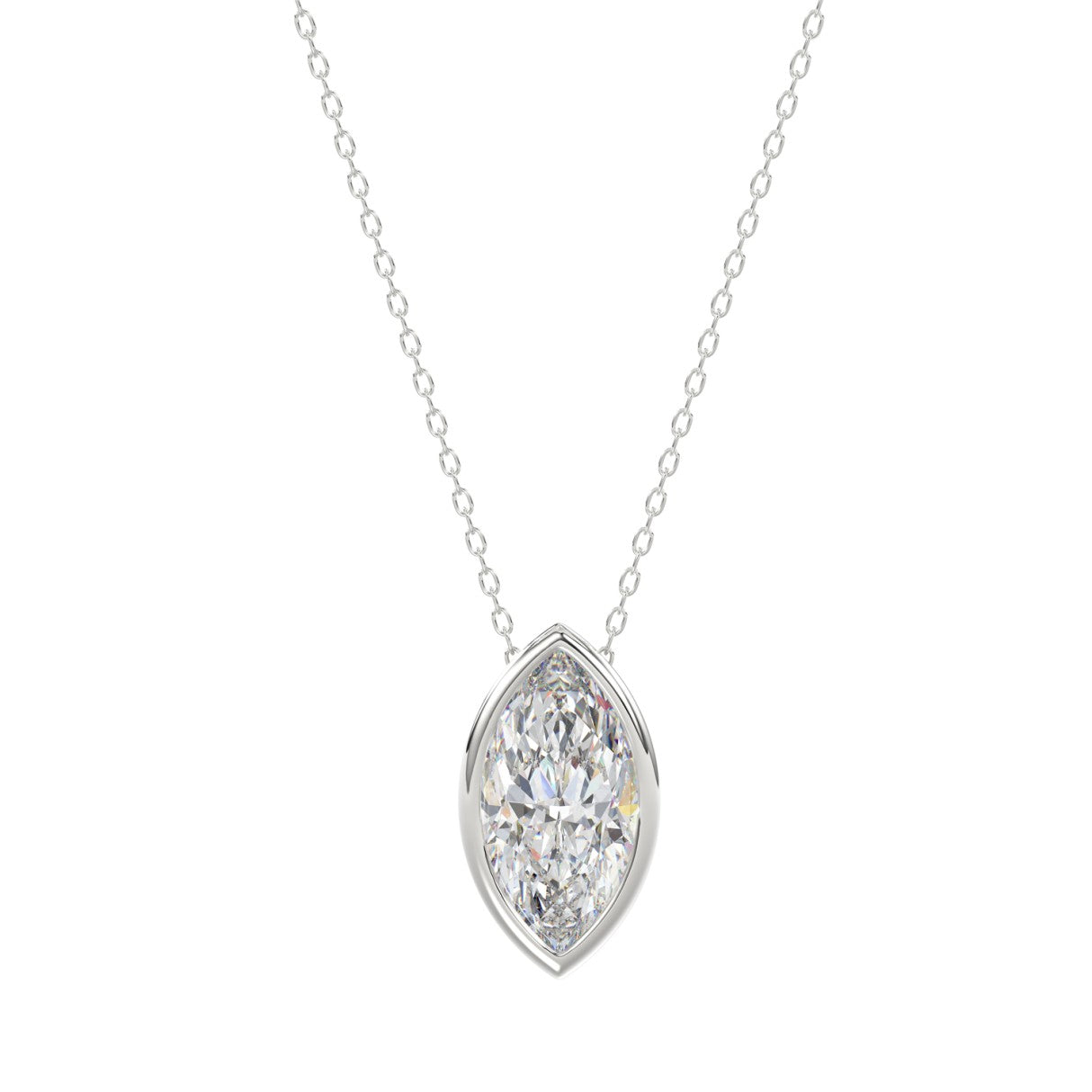 2 Carat Marquise Bezel Set Diamond Necklace