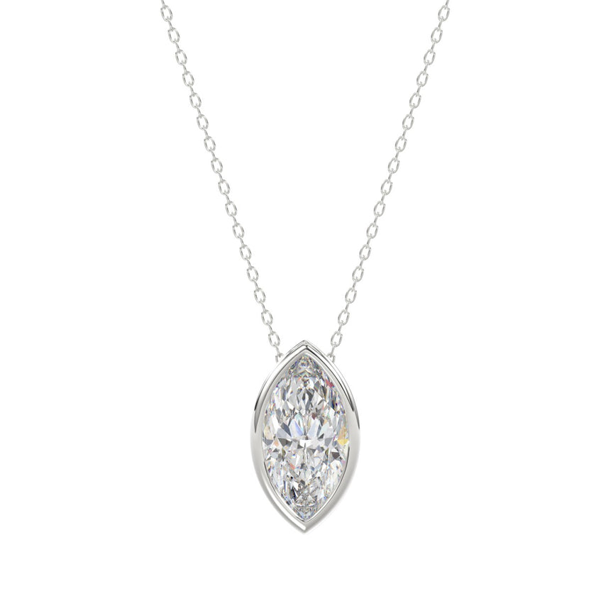 2 Carat Marquise Bezel Set Diamond Necklace