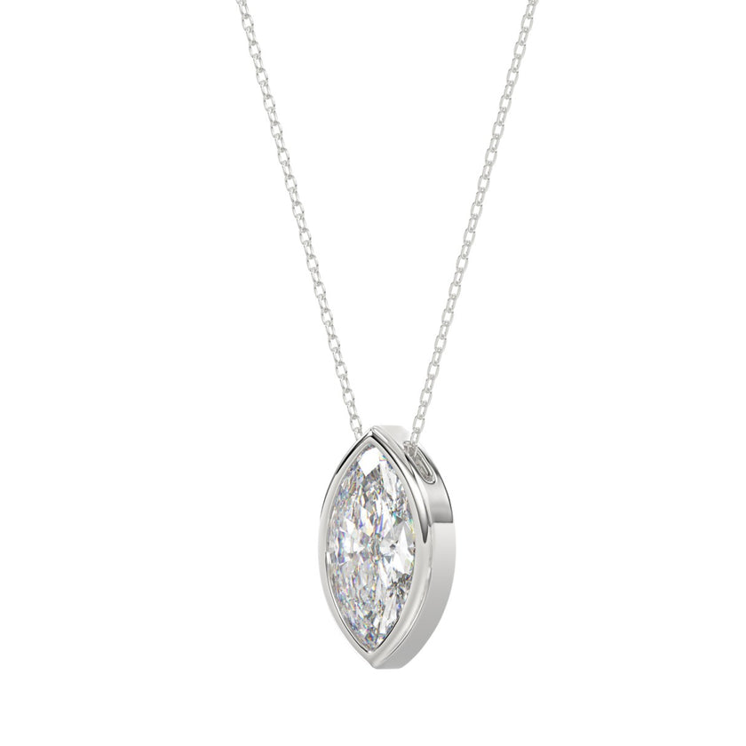 2 Carat Marquise Bezel Set Diamond Necklace