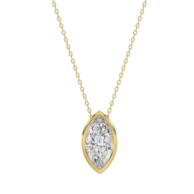 2 Carat Marquise Bezel Set Diamond Necklace
