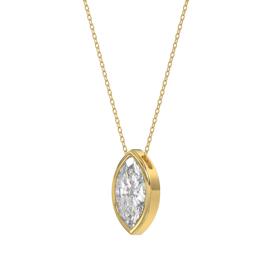 2 Carat Marquise Bezel Set Diamond Necklace