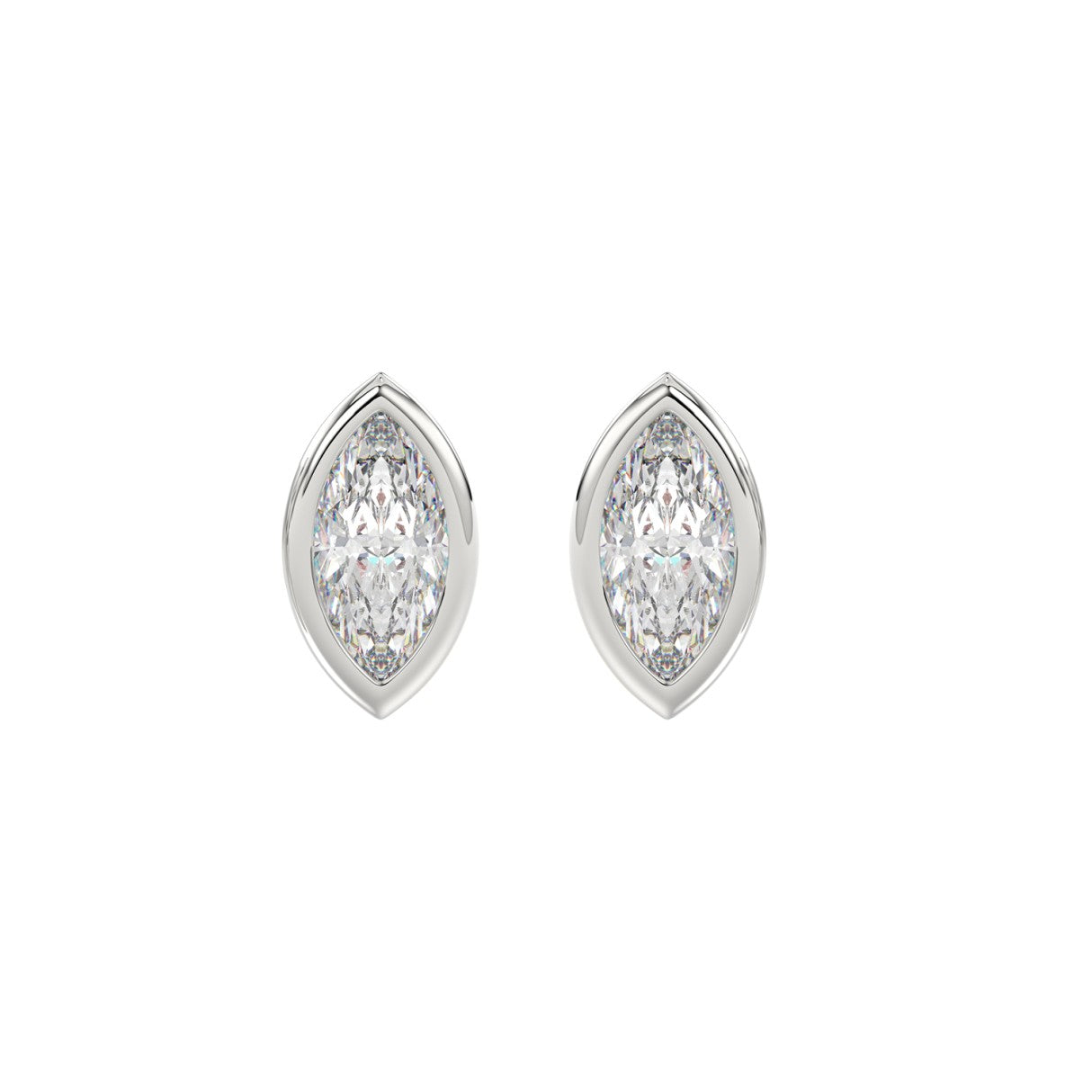 2 Carat Bezel Cut Marquise Cut Diamond Earrings