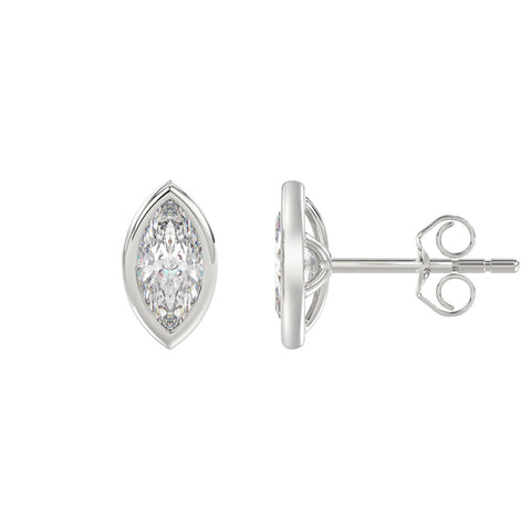 2 Carat Bezel Cut Marquise Cut Diamond Earrings