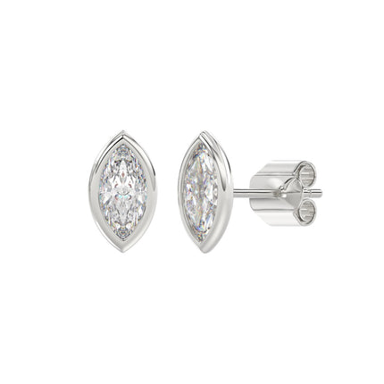 2 Carat Bezel Cut Marquise Cut Diamond Earrings