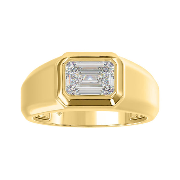 Gold ring with a diamond on a white background