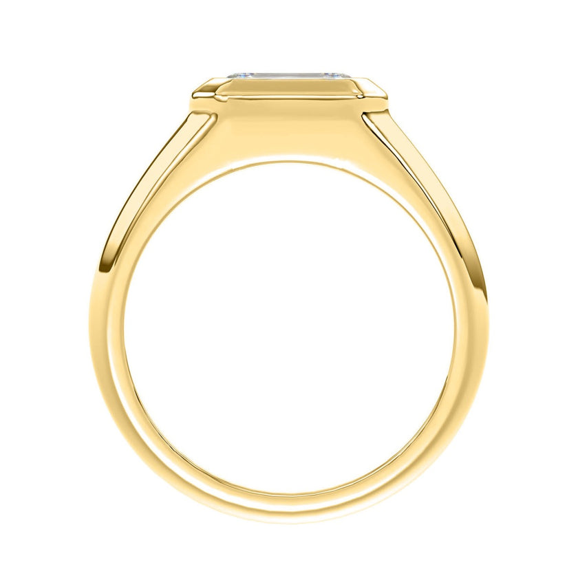 Refined and Elegant Mens Certified Solitaire Lab Diamond Ring  in 14K Yellow Gold