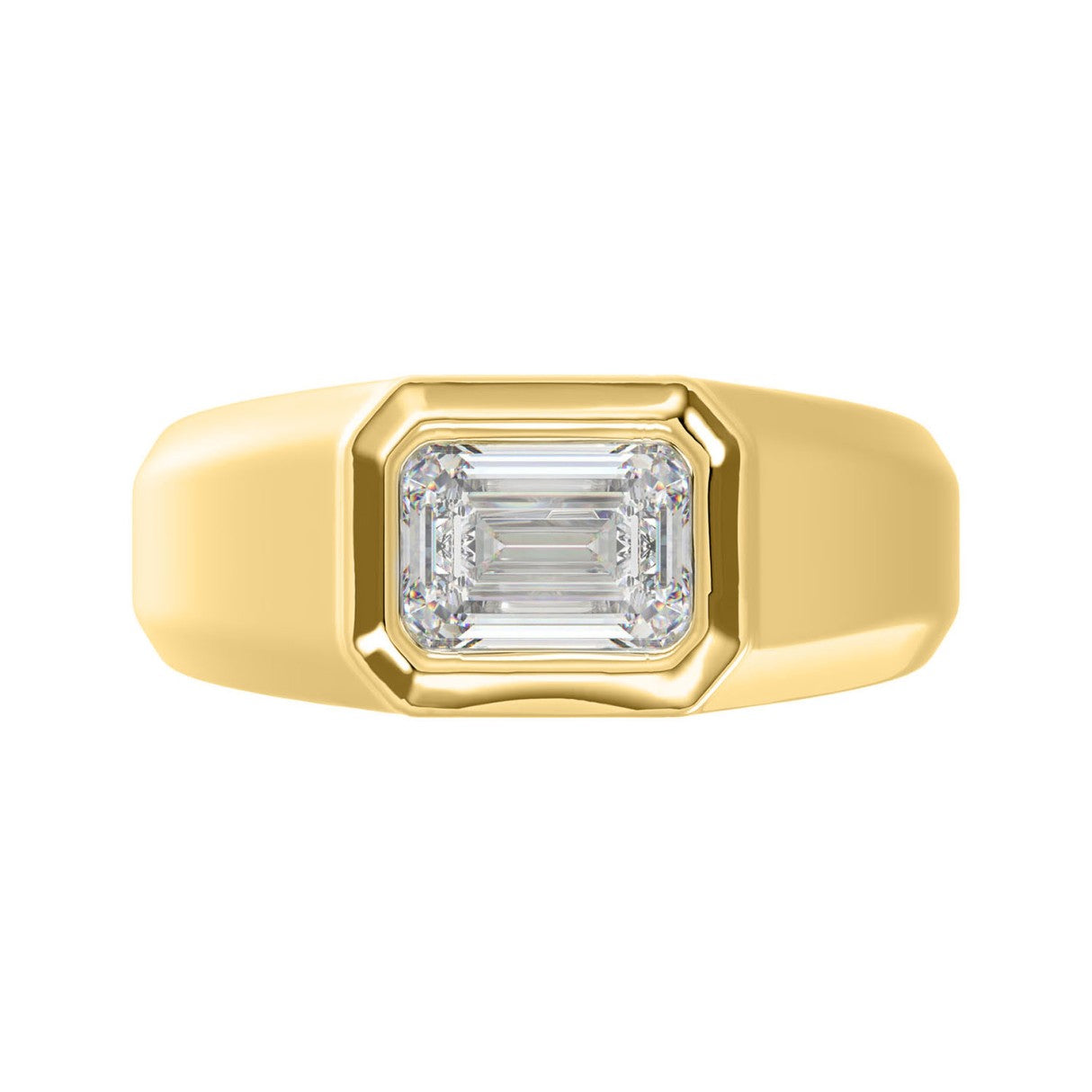 Refined and Elegant Mens Certified Solitaire Lab Diamond Ring  in 14K Yellow Gold