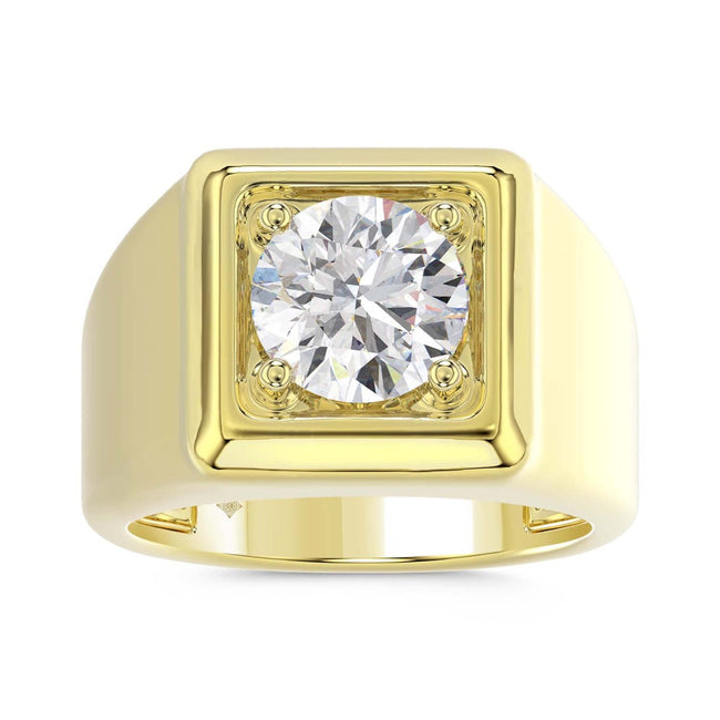 Big & Bold 2.0ct Mens Certified Solitaire Lab Diamond Ring  in 14K Yellow Gold