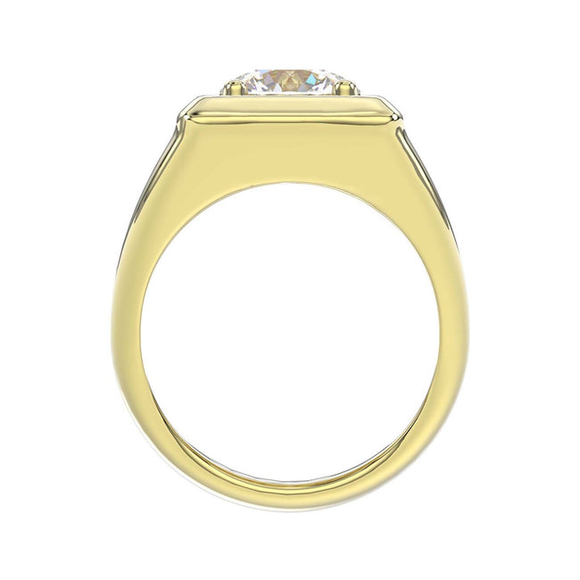 Big & Bold 2.0ct Mens Certified Solitaire Lab Diamond Ring  in 14K Yellow Gold