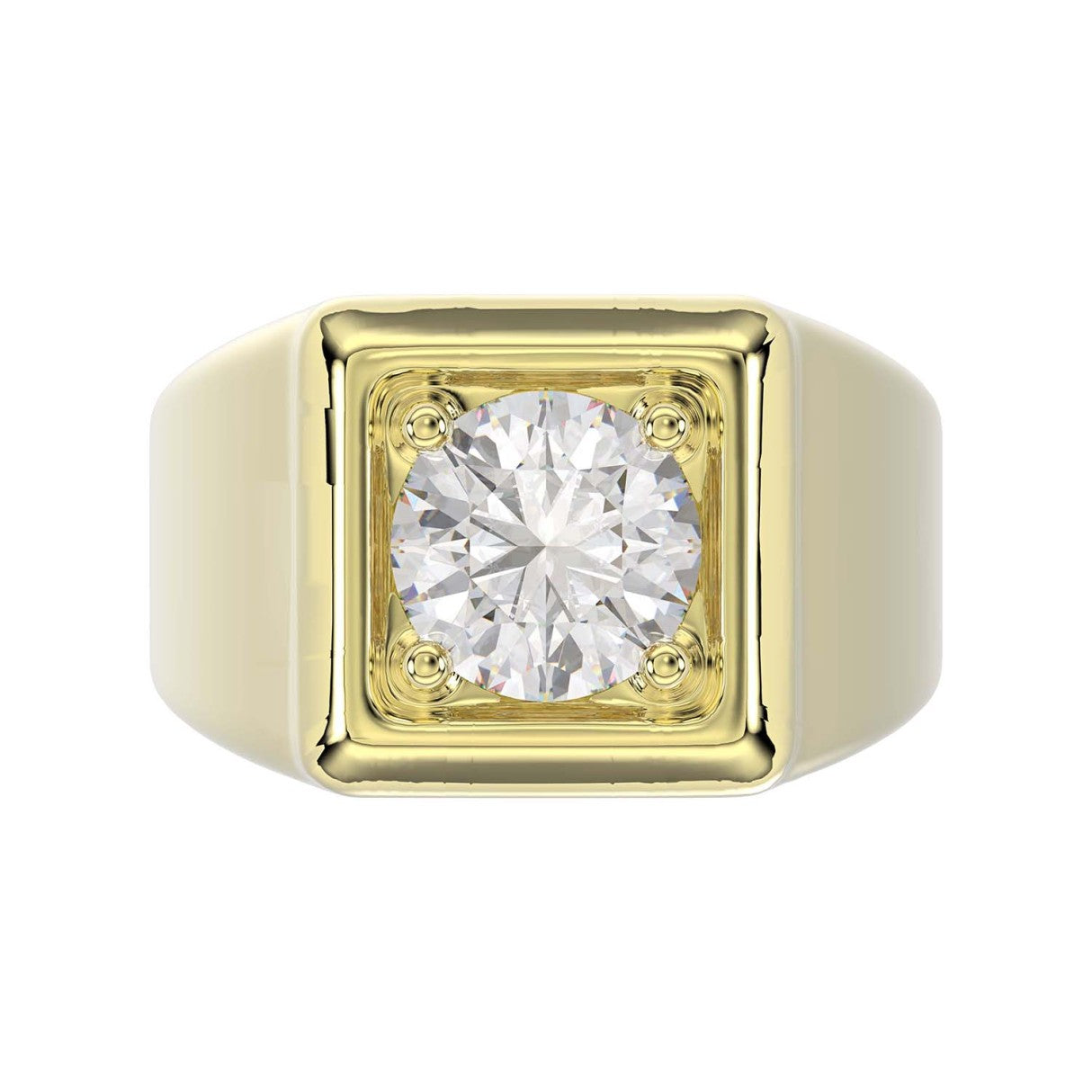 Big & Bold 2.0ct Mens Certified Solitaire Lab Diamond Ring  in 14K Yellow Gold