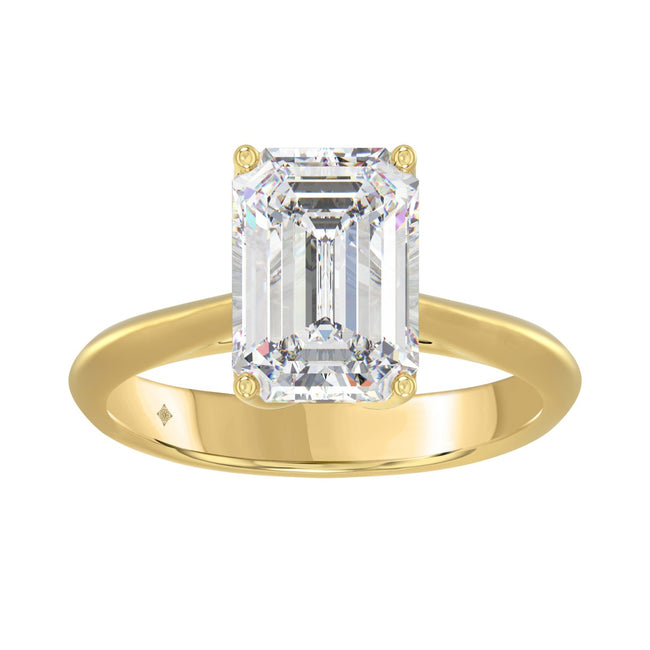 4 Carat Emerald Cut Tulip Diamond Engagement Ring