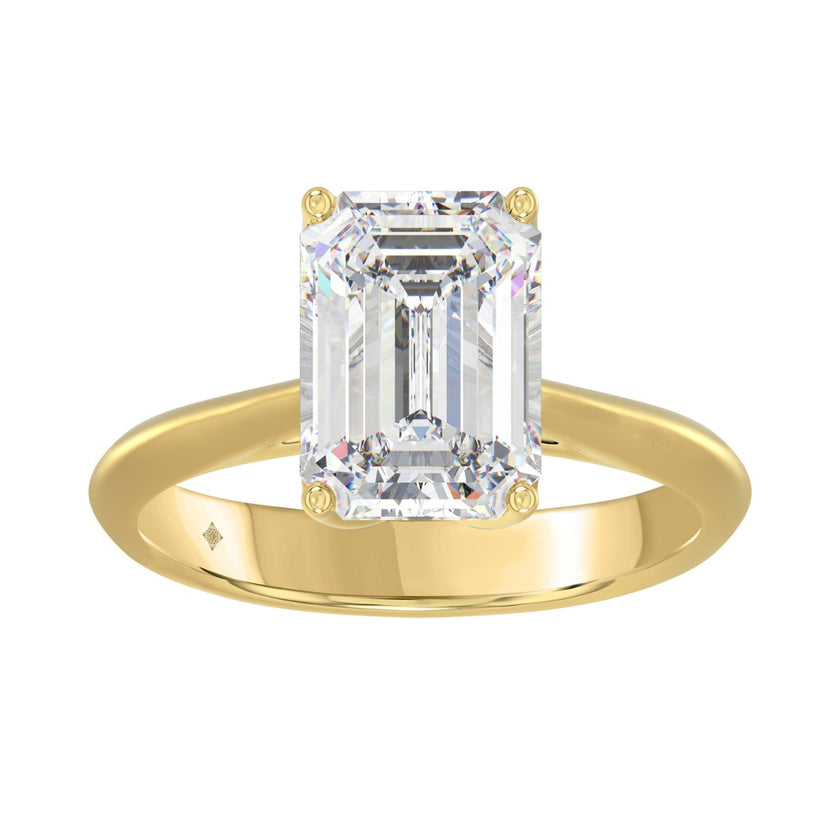 4 Carat Emerald Cut Tulip Diamond Engagement Ring